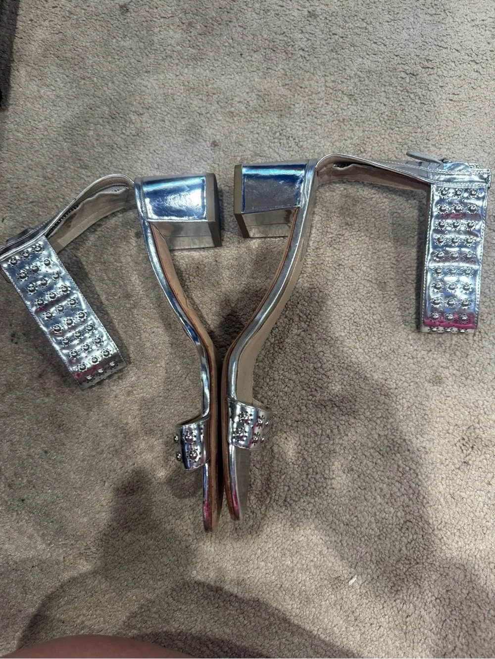 Brian Atwood shiny silver